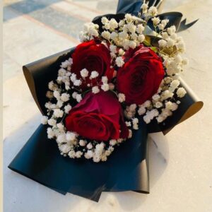 Royal Red Roses with Baby’s Breath